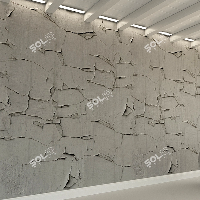 Aged Stucco Concrete Wall 3D model image 2