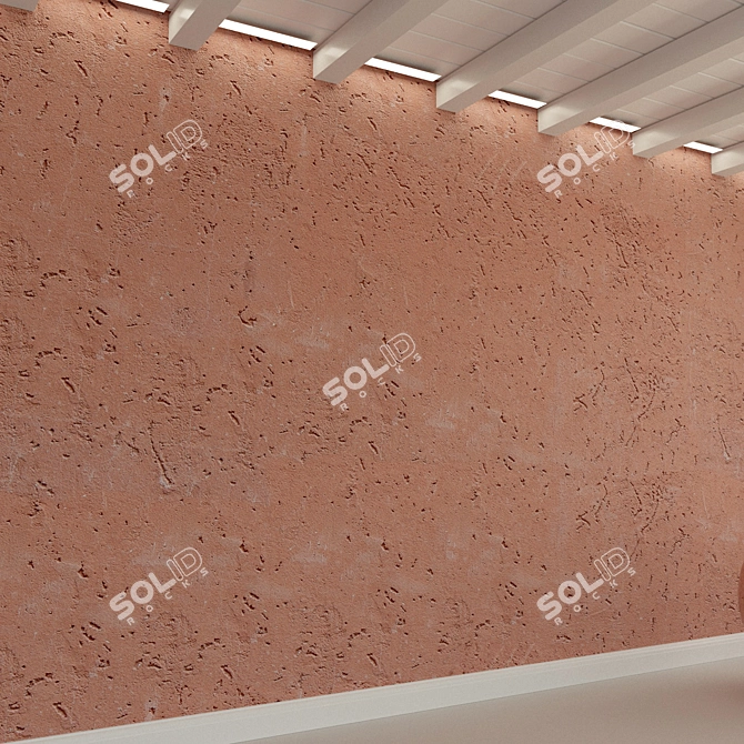 Aged Concrete Wall with Seamless Stucco Texture 3D model image 2