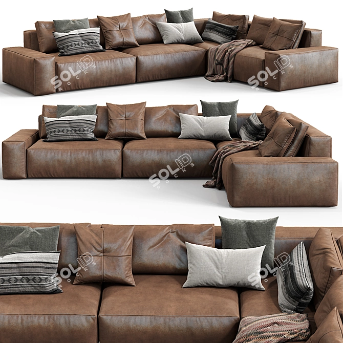 Modern Jesse Leather Sofa 3D model image 2