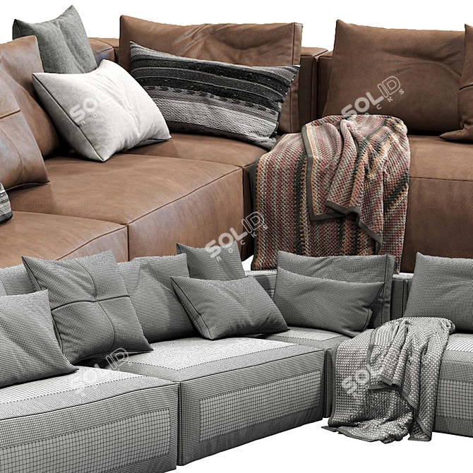 Modern Jesse Leather Sofa 3D model image 4
