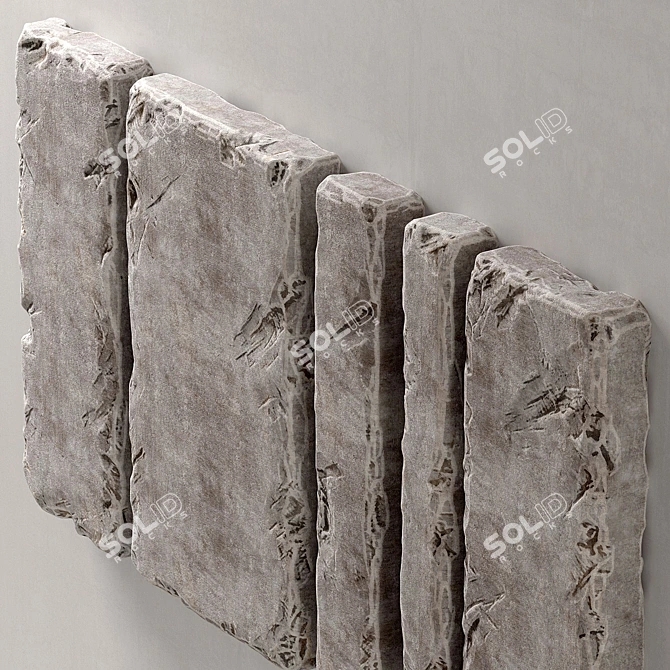 Sleek Slab Stone Wall N1 3D model image 4