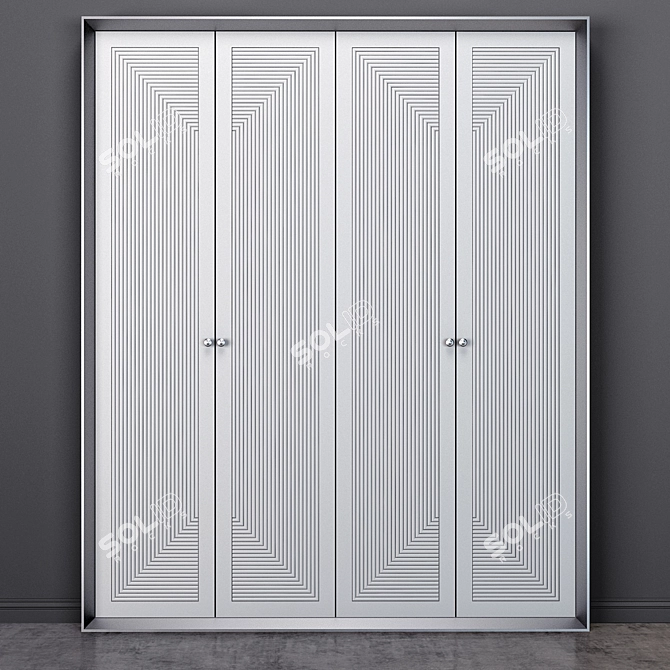 Elegant Wood Wardrobe 3D model image 1