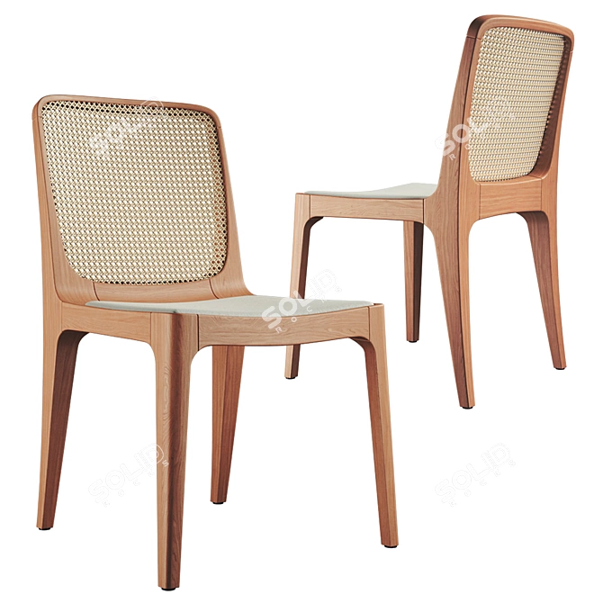 Bossa Palha Dining Set: Elegant, Textured, and Rendering-Ready 3D model image 2