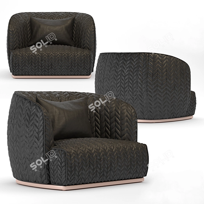 Contemporary Redondo Armchair: Stylish High Poly Design 3D model image 2