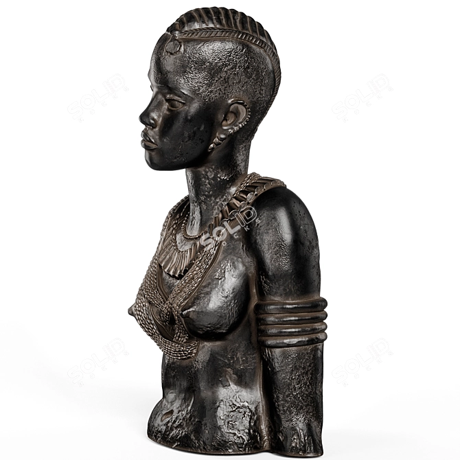 African Women Bust Sculpture by Anna Quinquaud 3D model image 2