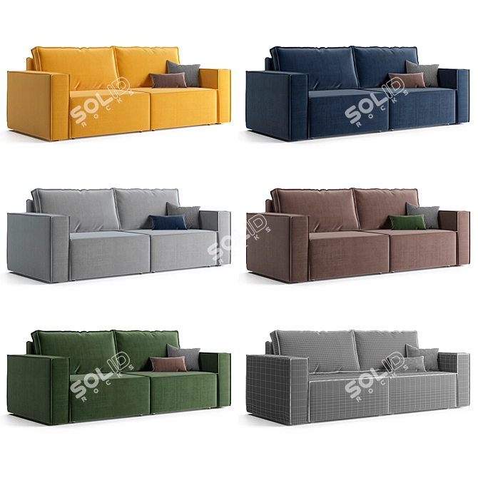 Stylish Loft Velvet Sofa 3D model image 2