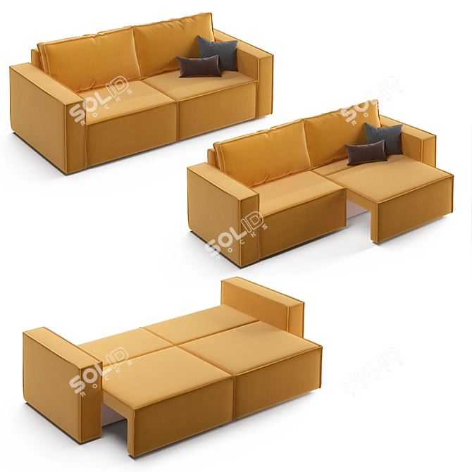 Stylish Loft Velvet Sofa 3D model image 3