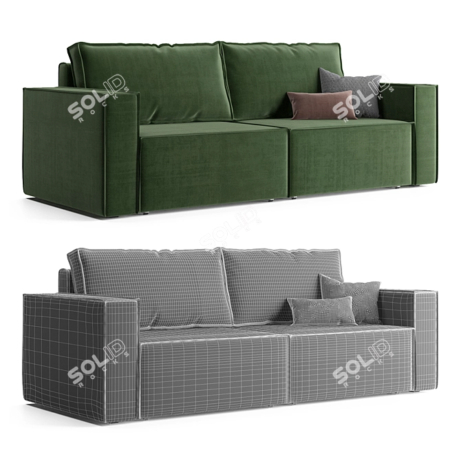 Stylish Loft Velvet Sofa 3D model image 4