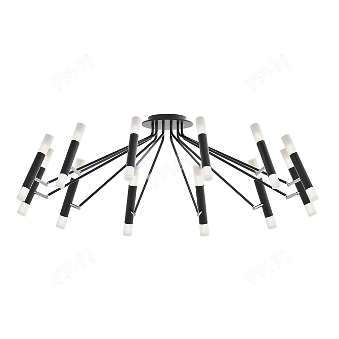 Sleek Cylindrical Shades Chandelier 3D model image 2