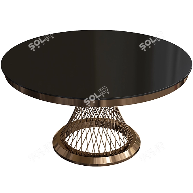 Elegant Rose Gold Glass Side Table 3D model image 1