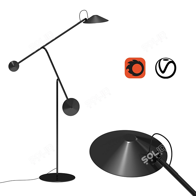 Modern Cinetique Floor Lamp: Stylish & Illuminating 3D model image 1