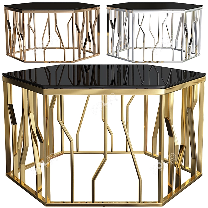 Modern Alvaro Hexagonal Coffee Table 3D model image 1