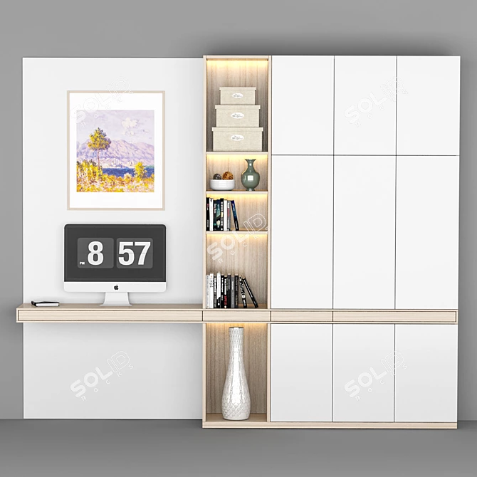 Multi-Purpose Home Office Shelf 3D model image 1