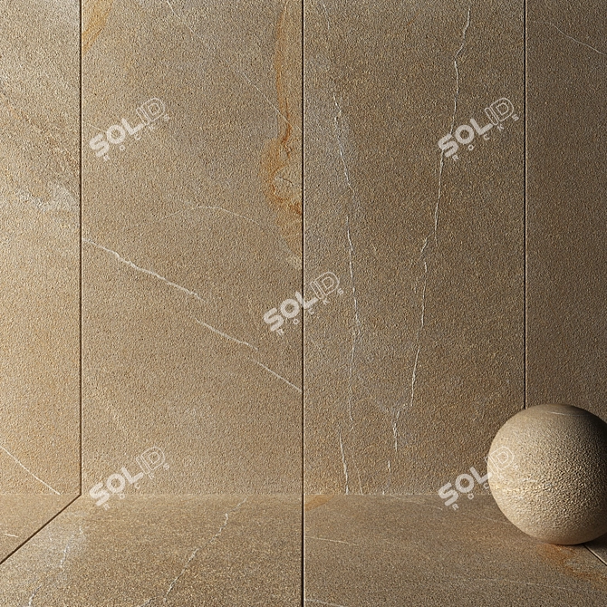 Beige Limestone Stone Wall Tiles 3D model image 2