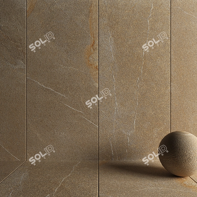 Beige Limestone Stone Wall Tiles 3D model image 3