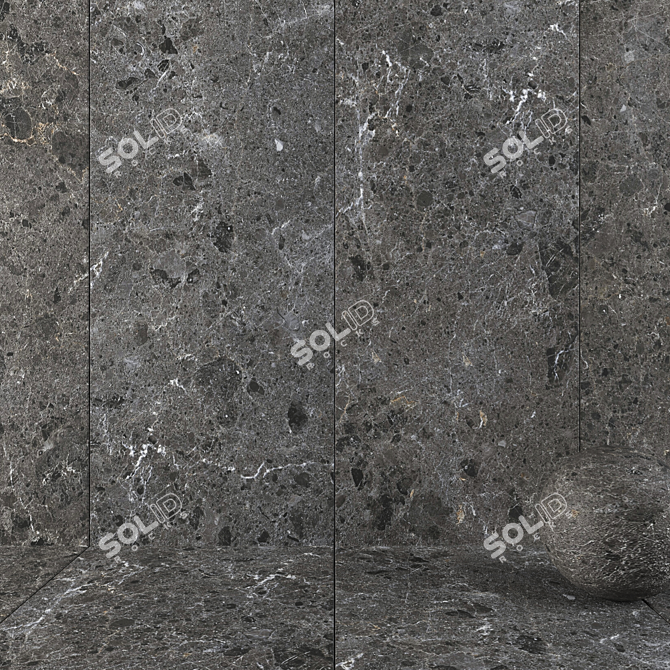 Satira Black Stone Wall Tiles 3D model image 1