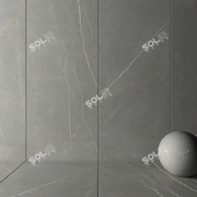 Elegant Simi Gray Stone Wall Tiles 3D model image 2