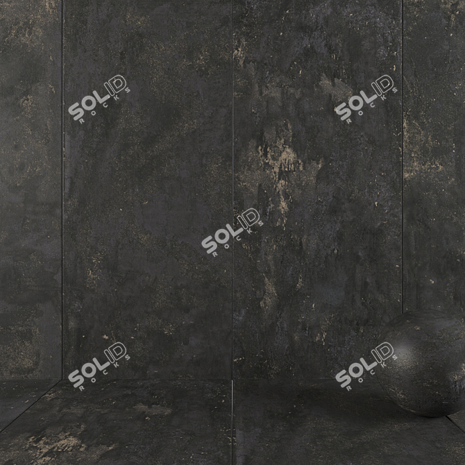 Troia Black Stone Wall Tiles: Versatile & High-Quality 3D model image 1