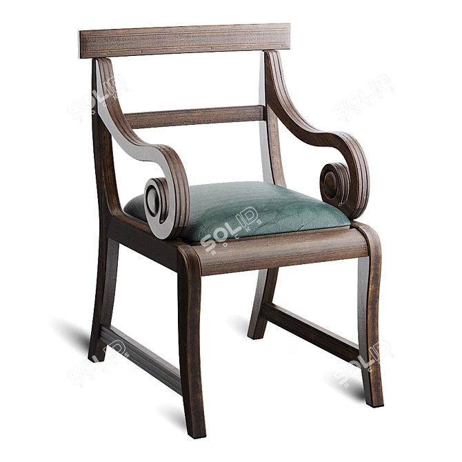 Elegant Wooden Chair 3D model image 2