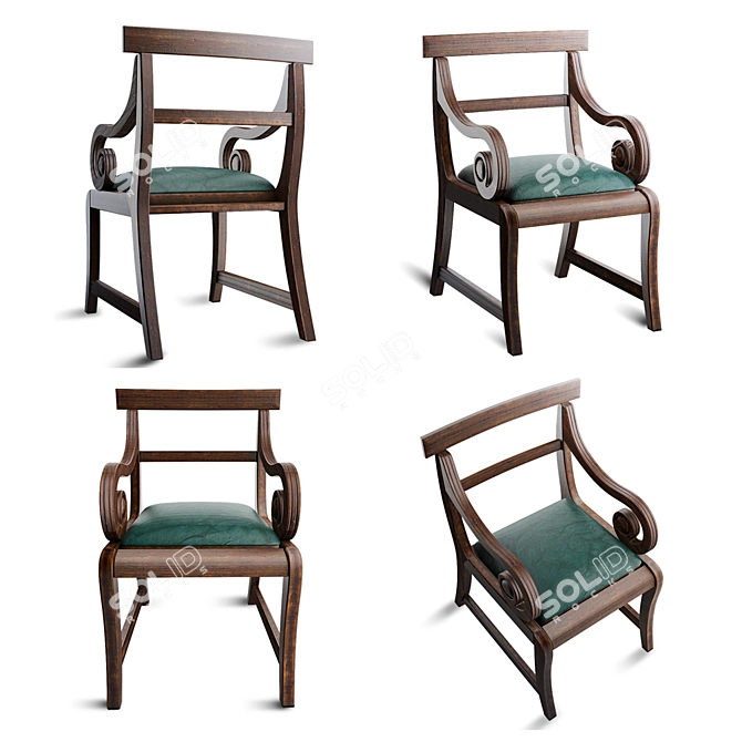 Elegant Wooden Chair 3D model image 4