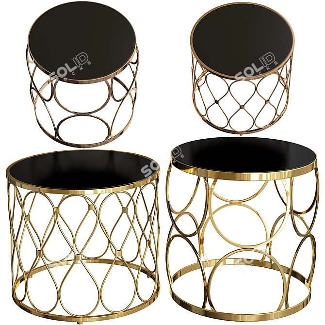 Golden Marie Coffee Tables Set 3D model image 1