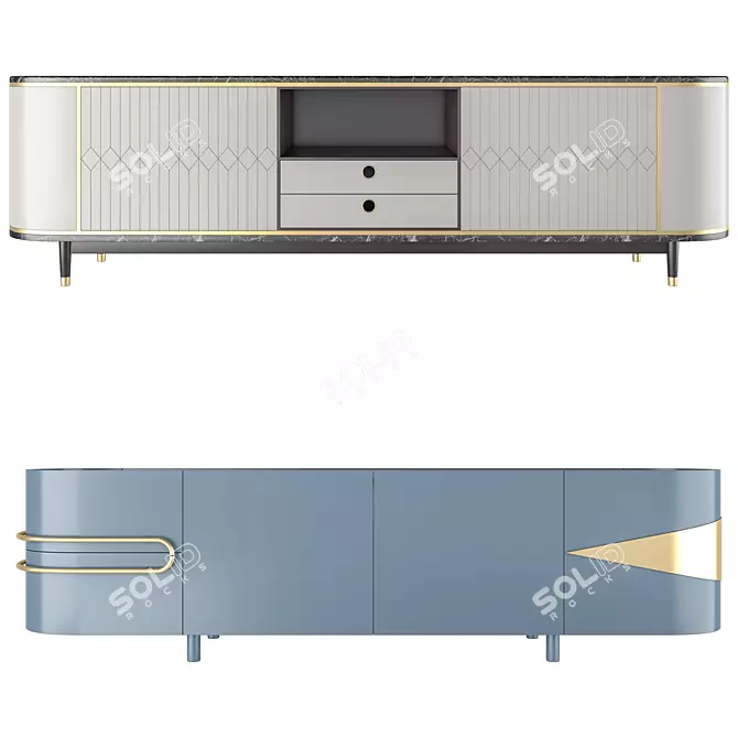 Modern White and Blue Sideboards 3D model image 4