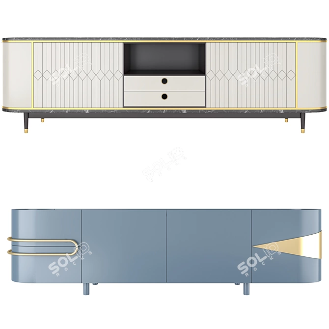 Modern White and Blue Sideboards 3D model image 7