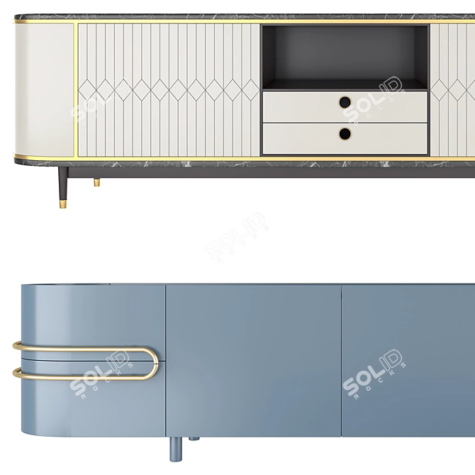 Modern White and Blue Sideboards 3D model image 8