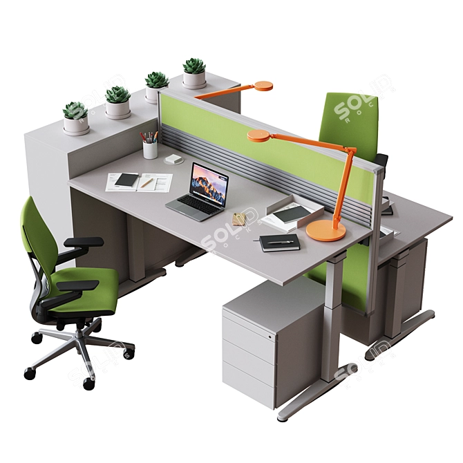 Steelcase Ology Office Table 3D model image 5