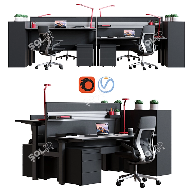 Steelcase Ology Bench - Efficient Office Workstation 3D model image 1