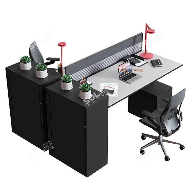 Steelcase Ology Bench - Efficient Office Workstation 3D model image 4