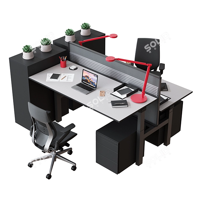 Steelcase Ology Bench - Efficient Office Workstation 3D model image 5