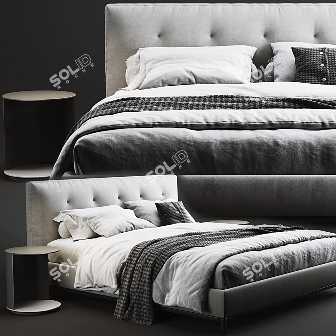 Luxury Minotti Andersen Quilt Bed 3D model image 3