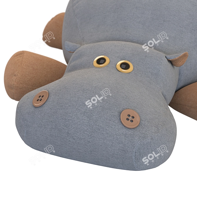 Soft Hippo Toy - Four Color Options 3D model image 2