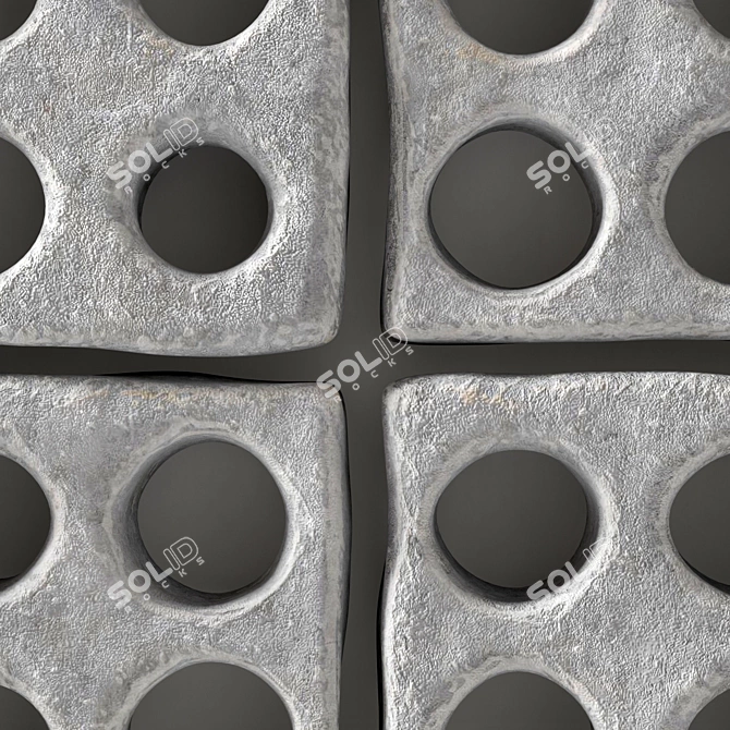 Stone Textured Panel with Multiple Holes 3D model image 4