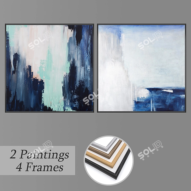 Modern Wall Art Set with Multiple Frame Options 3D model image 1