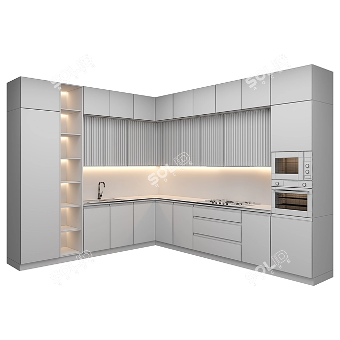 Modern Modifiable Kitchen 3D model image 5