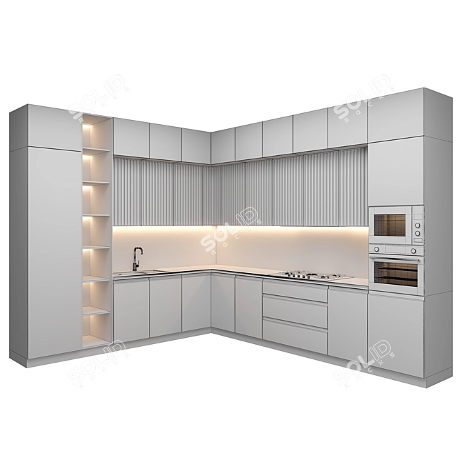 Modern Modifiable Kitchen 3D model image 9
