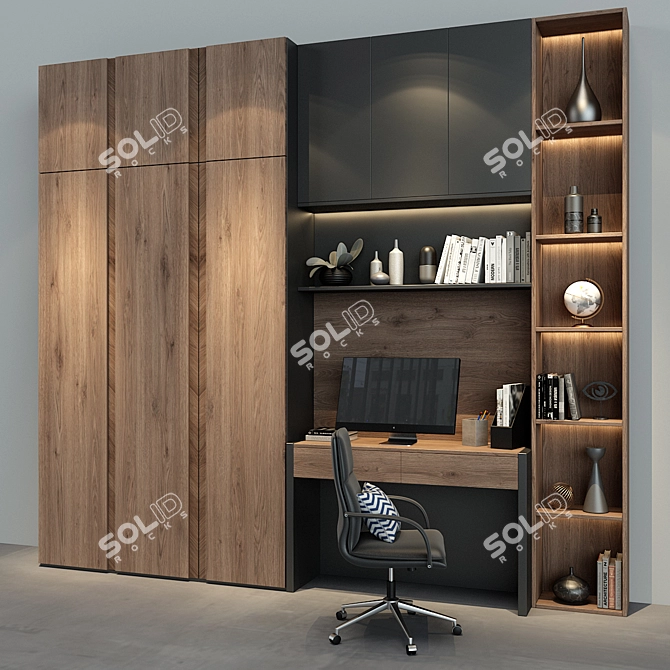 Minimalist Wooden Cabinet 3D model image 2