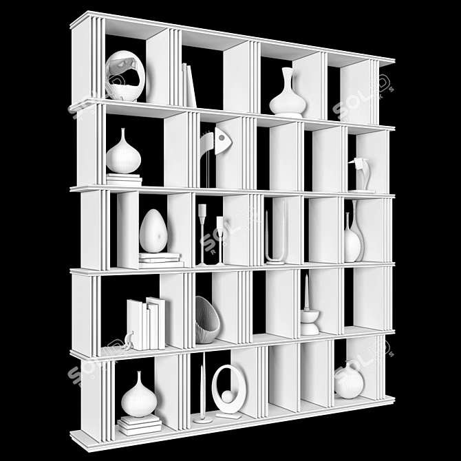 Versatile Shelving Unit with Added 3D Assets 3D model image 3