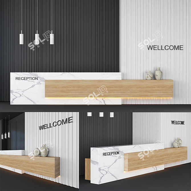 Modern Reception Desk - High Quality, Ready-to-Use 3D model image 1