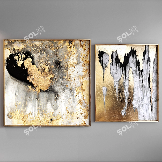 Golden Abstract Art Collection 3D model image 1