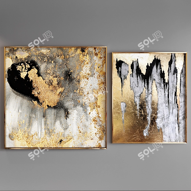Golden Abstract Art Collection 3D model image 3