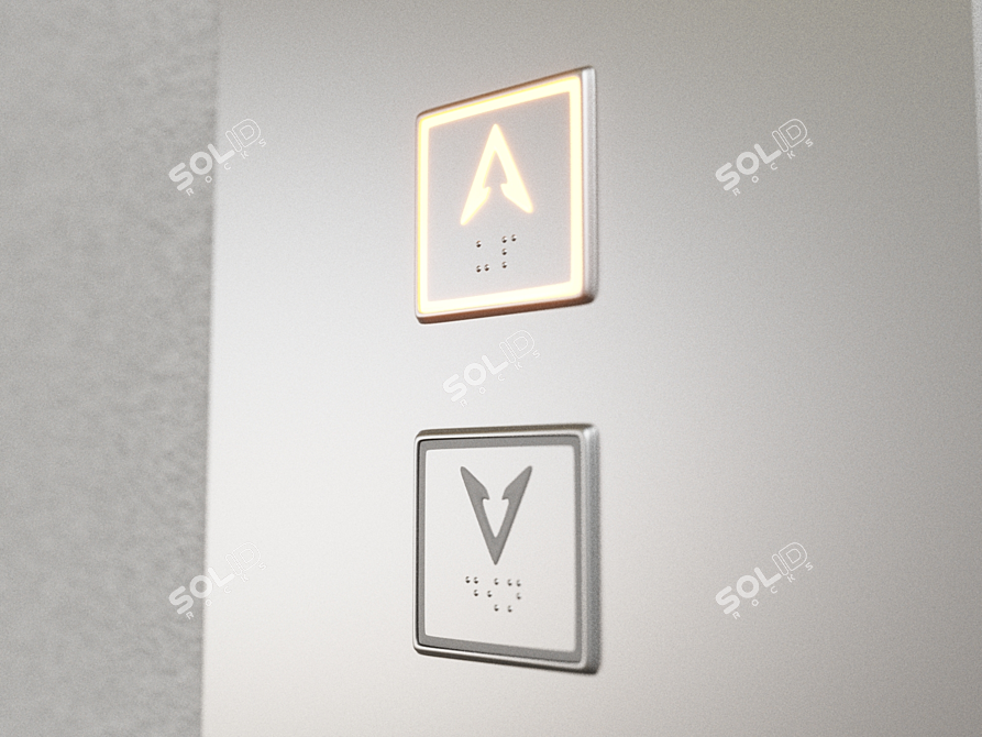 Stainless Steel Elevator Buttons 3D model image 3