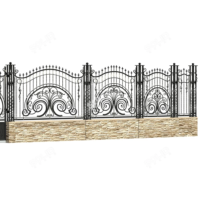 Hand-Forged Fence #01 3D model image 2