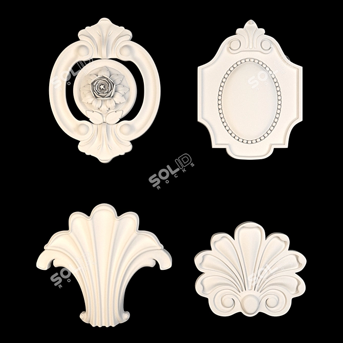 Golden Gypsum Ornaments Pack 3D model image 2