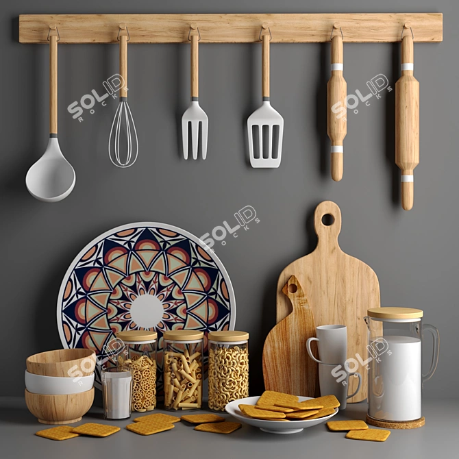 Sleek Kitchen Decor Set 3D model image 1