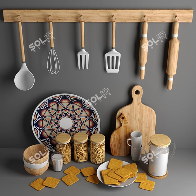 Sleek Kitchen Decor Set 3D model image 2