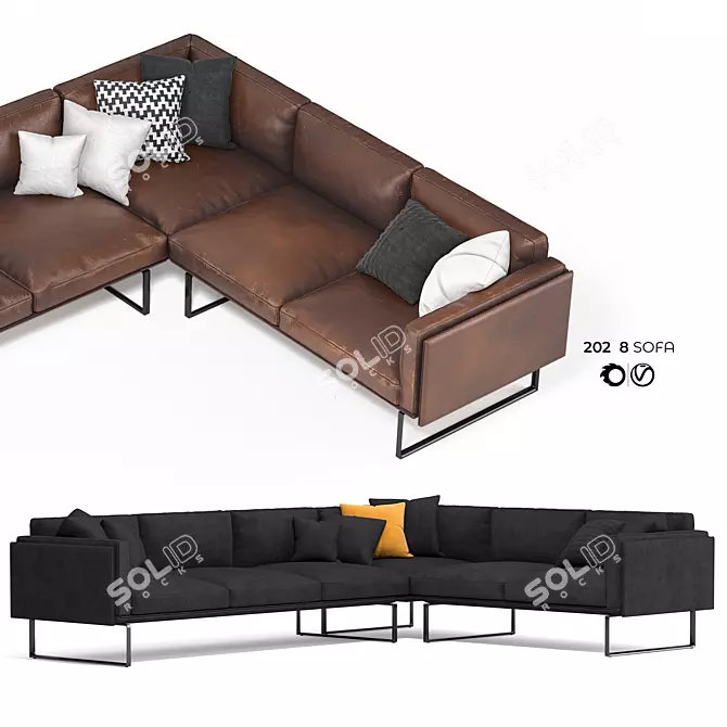 Modern Design 8 Corner Sofa 3D model image 2