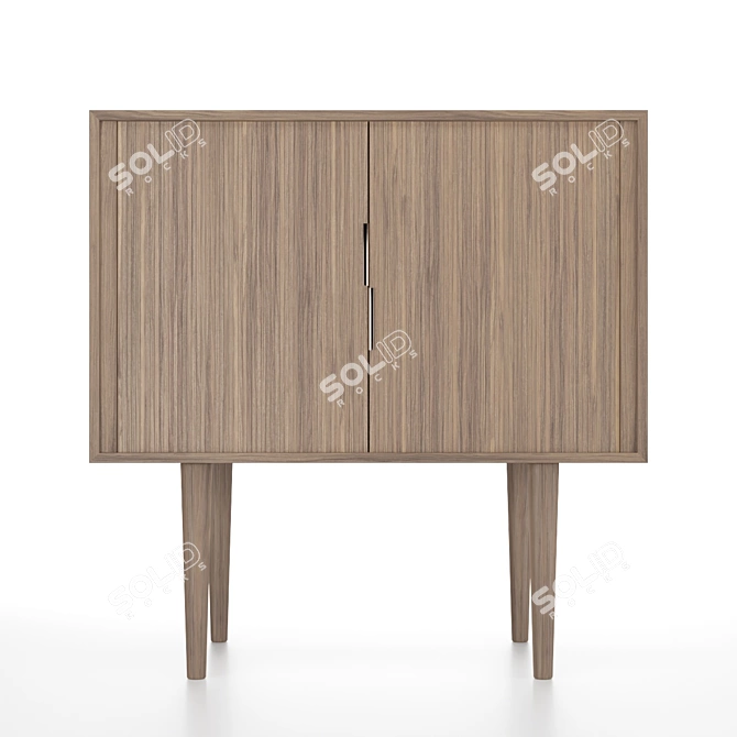 Sleek Mid-Century Credenza 3D model image 1